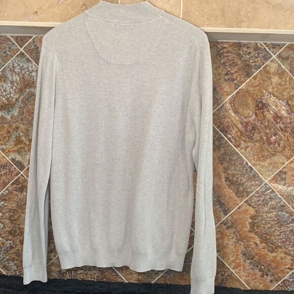 Nordstrom Mens Shop XXL Tall Cream Quarter Zip Ribbed Sweater - Picture 3 of 10